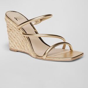 PAIGE Stacey Metallic Leather Wege Espadrilles,   *NEW * without box